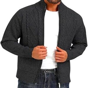 Men's Cardigan Knitted Full Zipper Cardigan Sweaters(XL)